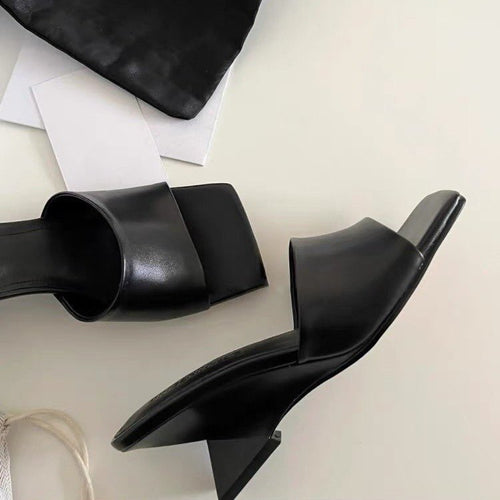 Damen Offene Mules mit elegantem Metallic-Obermaterial und komfortablem Blockabsatz Drune