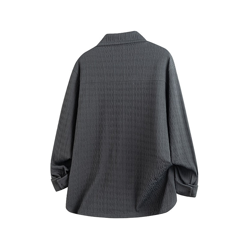 Damen Leicht strukturierte Oversize-Hemdjacke mit Reverskragen & Druckknopffront Drune