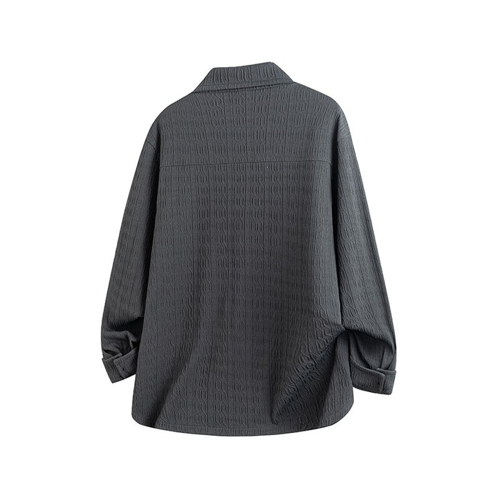 Damen Leicht strukturierte Oversize-Hemdjacke mit Reverskragen & Druckknopffront Drune