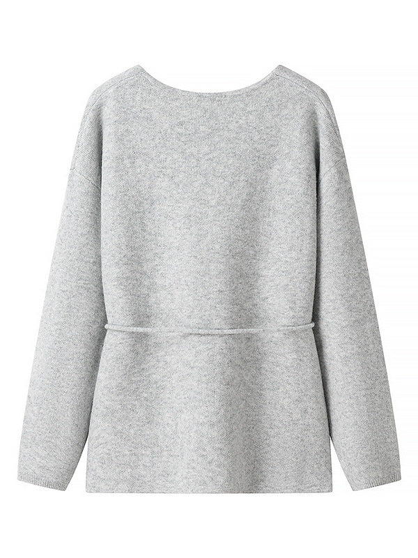 Damen komfortable Strickjacke mit Taillierung und weitem V-Ausschnitt Drune