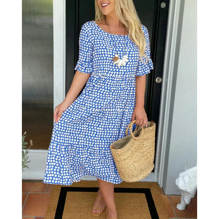 Damen Midi-Kleid im lässigen Boho-Stil mit reißfestem Material und elastischen Ärmeln Drune