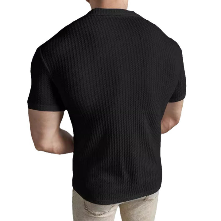 Herren Kurzarm-Hemd mit strukturierter Oberfläche und Knopfdetails Drune