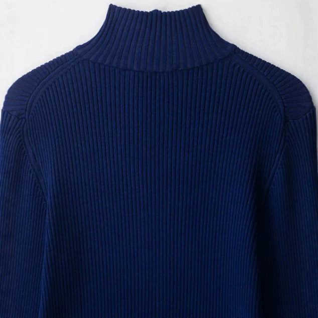 Damen Gerippter Zip-Cardigan mit Stehkragen und feiner Struktur Drune