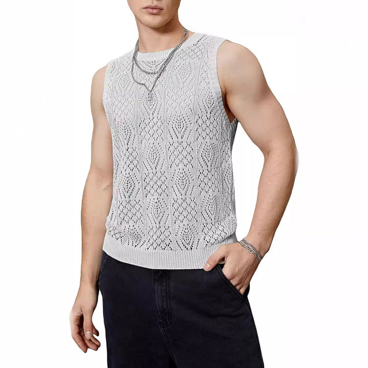Herren Strickoberteil mit raffiniertem Lochmuster Drune
