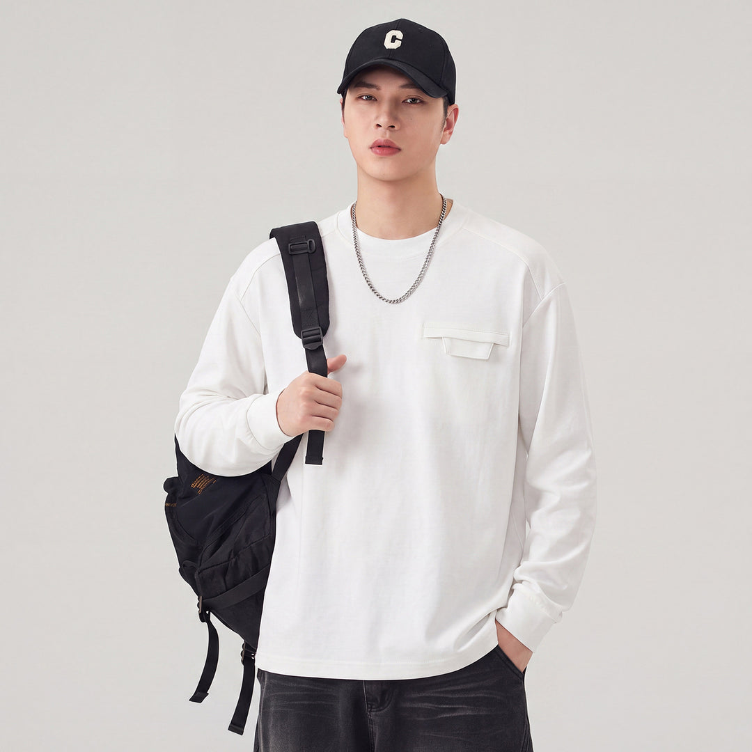 Herren Oversize Sweatshirt mit Brustklappe und Raglanärmeln Drune