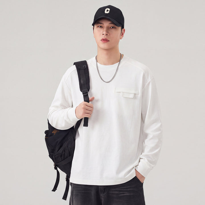 Herren Oversize Sweatshirt mit Brustklappe und Raglanärmeln Drune