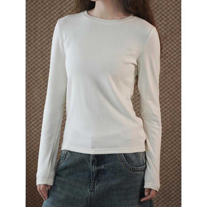Damen Schmal geschnittenes Longsleeve aus feinem Jersey mit Rundhalsausschnitt Drune