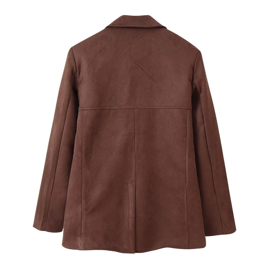 Damen modische Wildlederjacke mit elegantem Schnitt und praktischen Taschen Drune