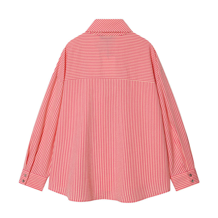 Damen nan femininer Schlupfbluse mit dekorativer Schleife, weiter Oversize-Schnitt und feinem Streifenmuster Drune