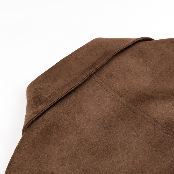 Damen Modischer Trenchcoat im eleganten Wildlederdesign mit praktischem Gürtel Drune