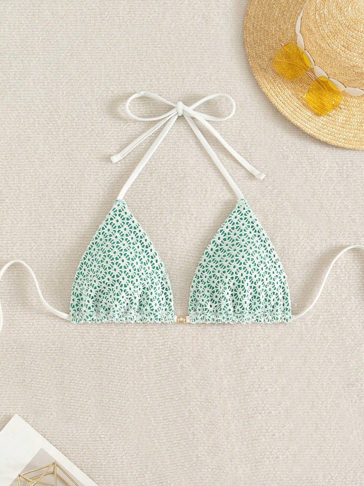 Damen Bikinihose mit seitlichen Bindebändern und floralem Muster Drune