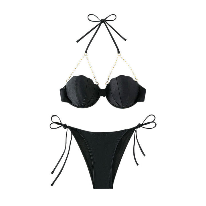 Damen Bikinioberteil mit muschelförmigem Design und Perlenschnürung Drune