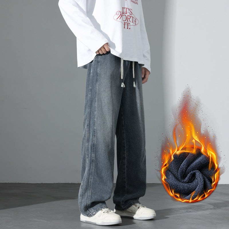 Herren Weite Vintage-Denim-Freizeithose mit Tunnelzug und relaxed Fit Drune