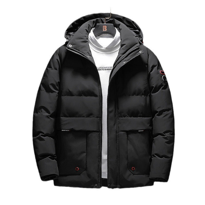 Herren Wattierte Kurzparka mit Kapuze, wasserabweisender Oberfläche und Utility-Taschen Drune