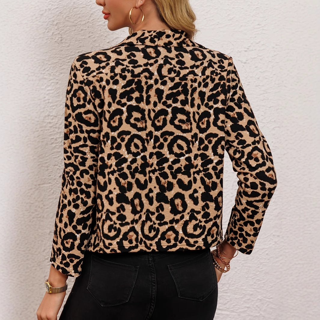 Damen modische Tiermuster Blazerjacke Drune