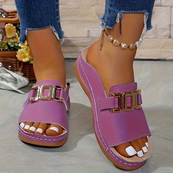 Damen elegante Zehentrenner-Sandalen mit dekorativem Schmuckdetail Drune