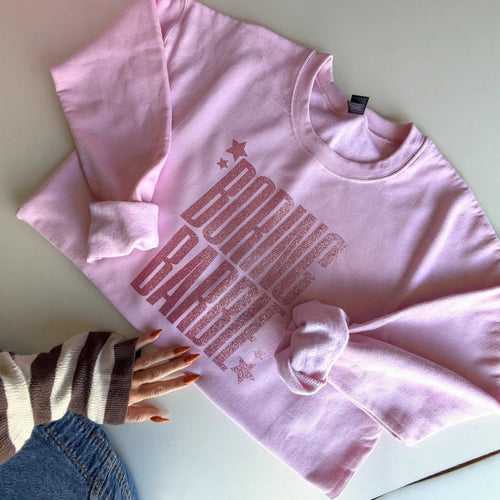 Damen nan glitzerndes Rundhals-Sweatshirt mit Statement-Print und angerauter Innenseite Drune