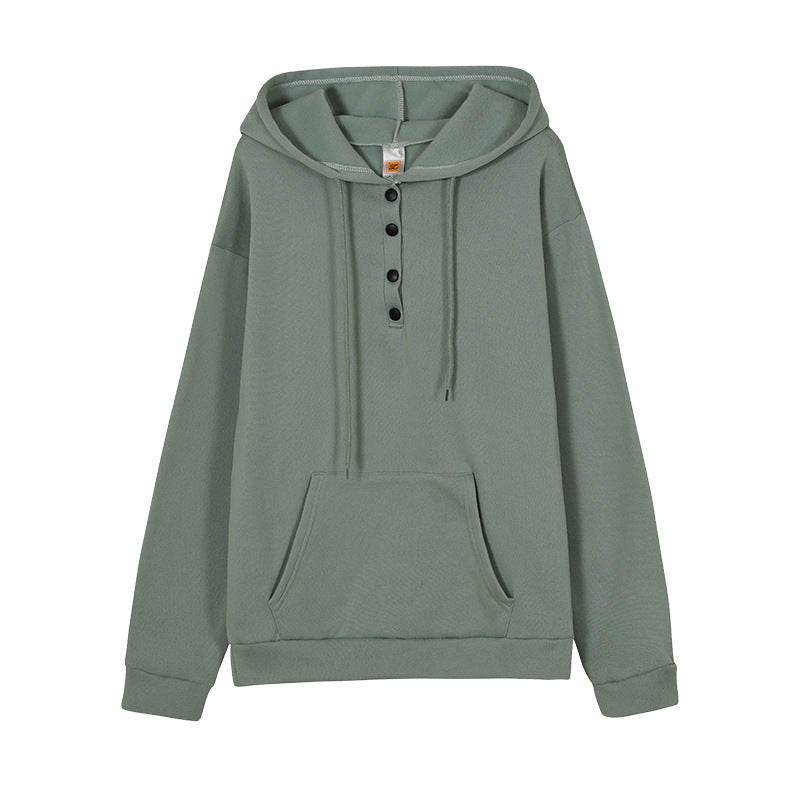 Damen Kapuzenpullover mit Knopfdetails und praktischer Kängurutasche Drune