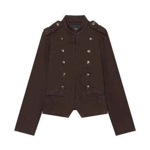 Damen Taillierte Cropped‑Militär‑Blouson mit Epauletten und Doppelknopfreihe Drune