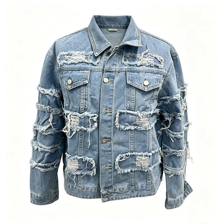 Herren Lässige Destroyed Jeansjacke Drune