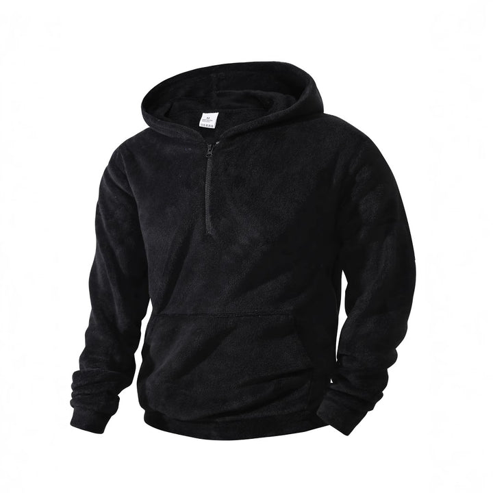Herren kuscheliger Microfleece-Hoodie mit Halbzip, Kapuze und Kängurutasche Drune