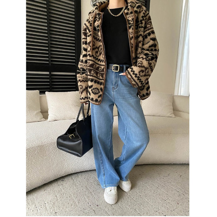 Damen lässige Kapuzenjacke mit kontrastierenden Reißverschluss und oversized Fit Drune