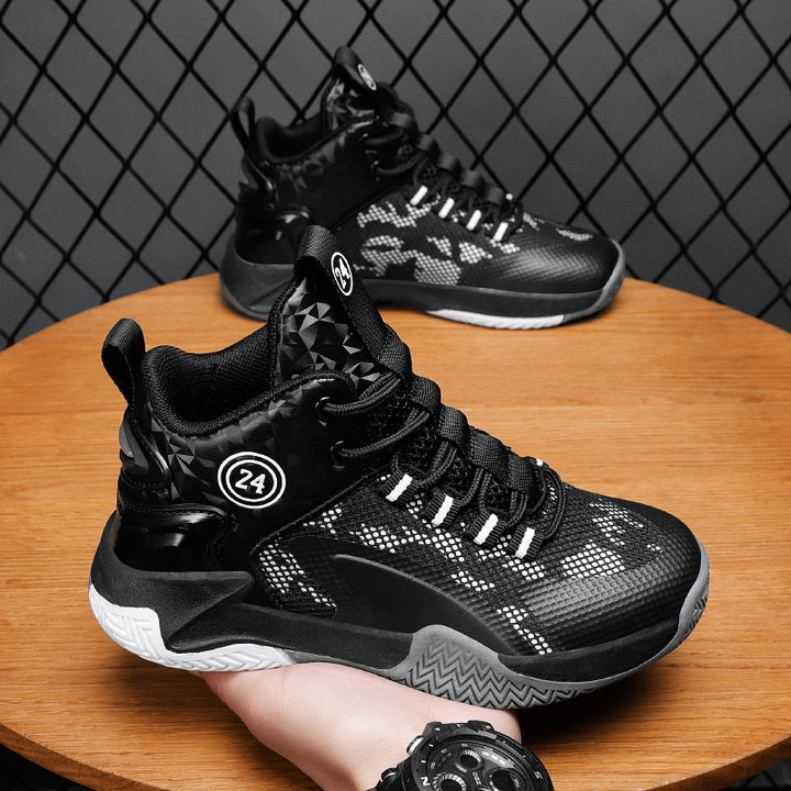 Herren Basketball-High-Top Sneaker mit geometrischem Struktur-Obermaterial und griffiger Herringbone-Sohle Drune