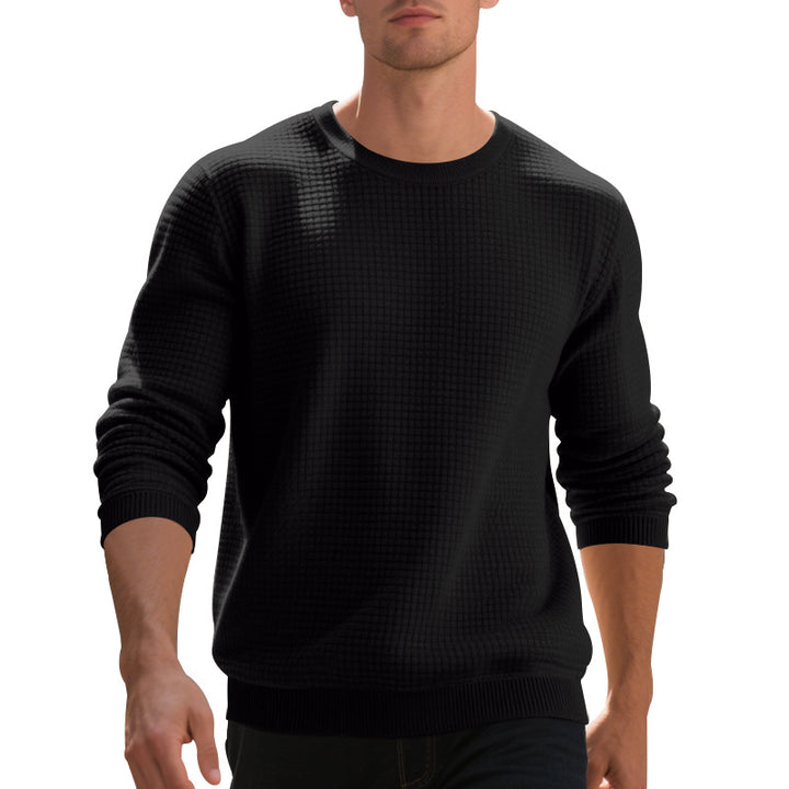 Herren nan strukturierter Strickpullover mit Waffelstruktur und Rundhalsausschnitt Drune