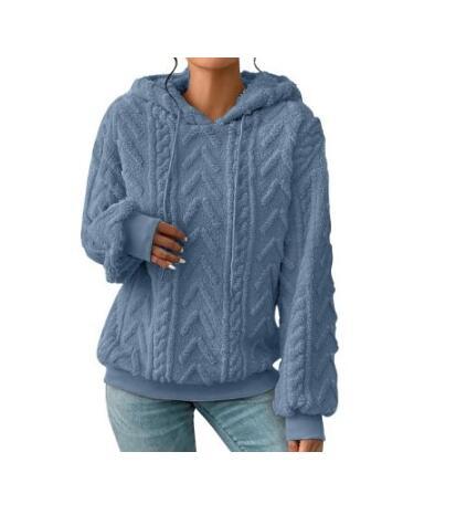 Damen Flauschiger Kapuzenpullover im Zopfmuster mit Oversize-Schnitt Drune