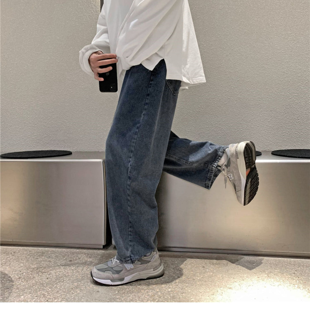 Herren Lässige Denim-Hose mit weitem Schnitt Drune