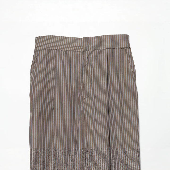 Damen Gestreifte Relaxed-Hose mit elastischem Taillenbund und bindbaren Knöchel-Schleifen Drune