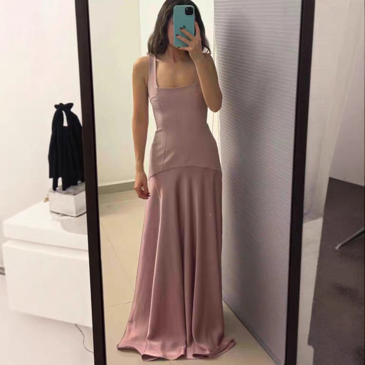 Damen elegantes Kleid mit figurformendem Schnitt und elegantem Reißverschluss Drune