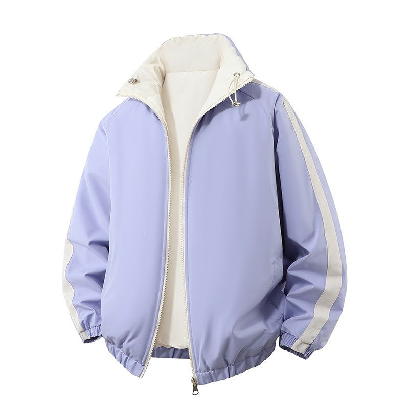 Herren Kurz geschnittene Thermo-Pufferjacke mit hohem, verstellbarem Stehkragen und kontrastierter Innenfütterung Drune