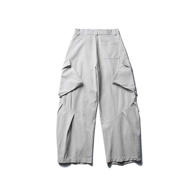 Herren weite Cargo-Hose mit asymmetrischen Klappentaschen und verkürztem Bein Drune