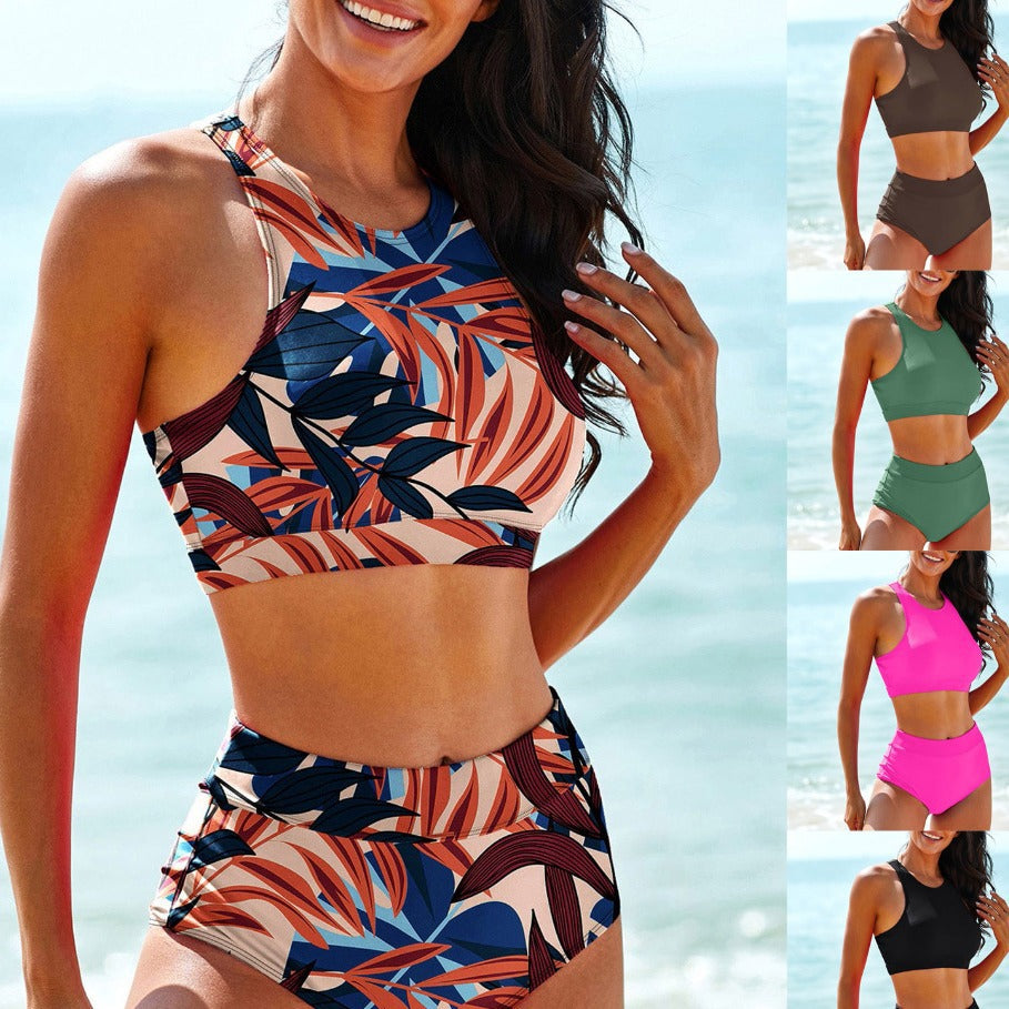 Damen Sport-Bikini-Set mit hohem Bund und Racerback Drune