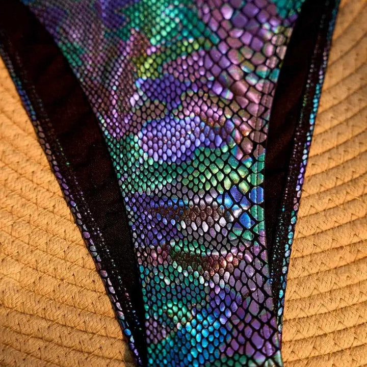 Damen Triangel-Bikini mit schimmerndem Schlangendesign Drune