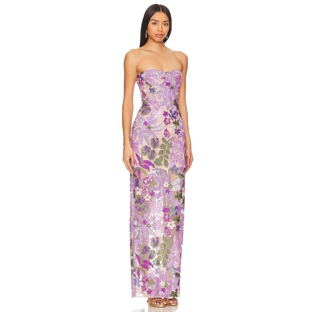 Damen Schickes Abendkleid mit floralem Design und figurbetonter Silhouette Drune