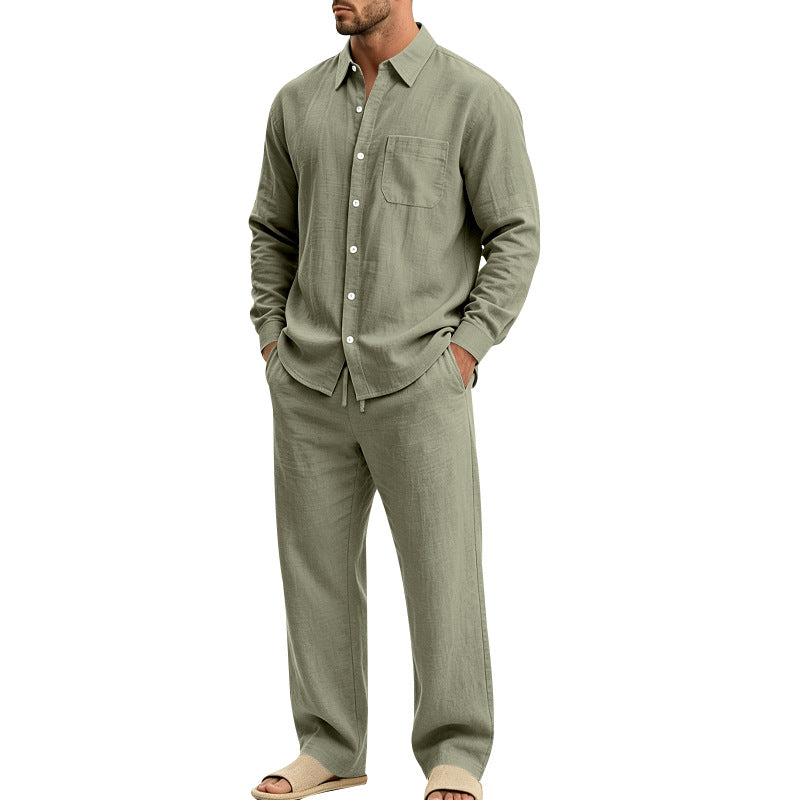 Herren legeres Leinen-Hemd mit weiter Lounge-Hose Drune