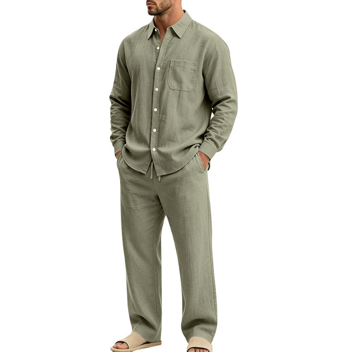 Herren legeres Leinen-Hemd mit weiter Lounge-Hose Drune