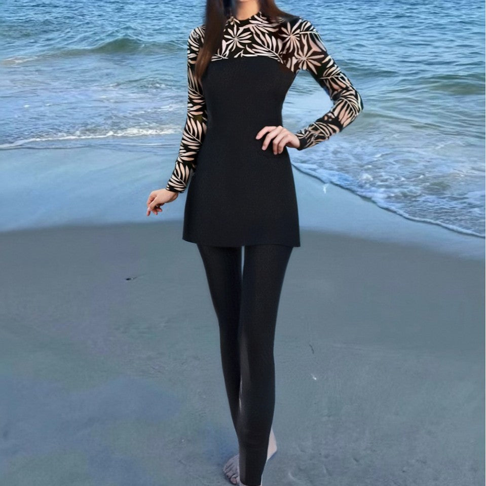 Damen Eleganter Langarm-Surfsuit mit modischen Akzenten Drune