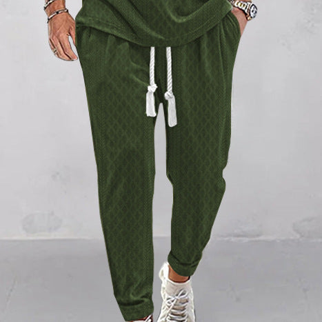 Herren Slim-Tapered Joggerhose im Struktur-Design mit Kordelzug und Eingrifftaschen Drune