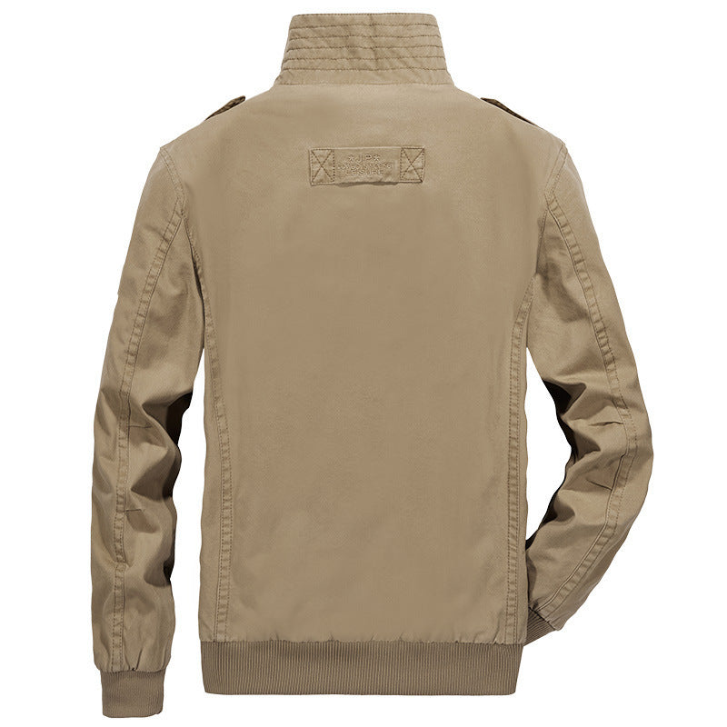 Herren Canvas-Fieldblouson im Military-Stil mit Stehkragen und Epauletten Drune