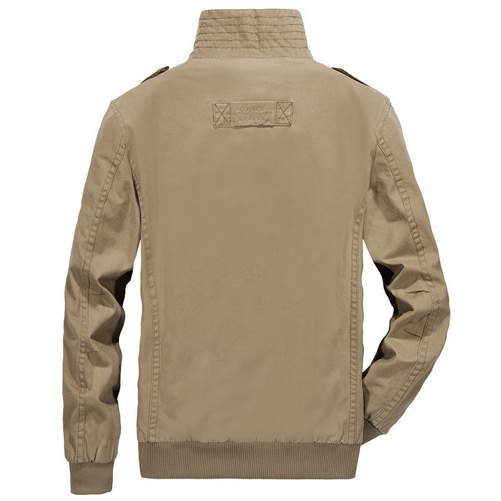 Herren robuste Canvas‑Field‑Bomberjacke mit Stehkragen, Schulterklappen und Mehrfach‑Taschen Drune