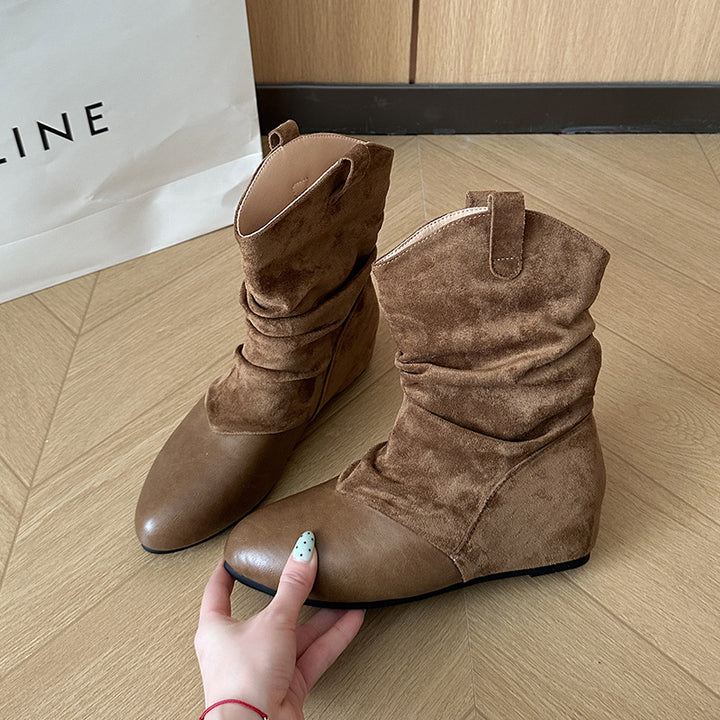 Damen Modische Stiefeletten mit schickem Falten-Design Drune