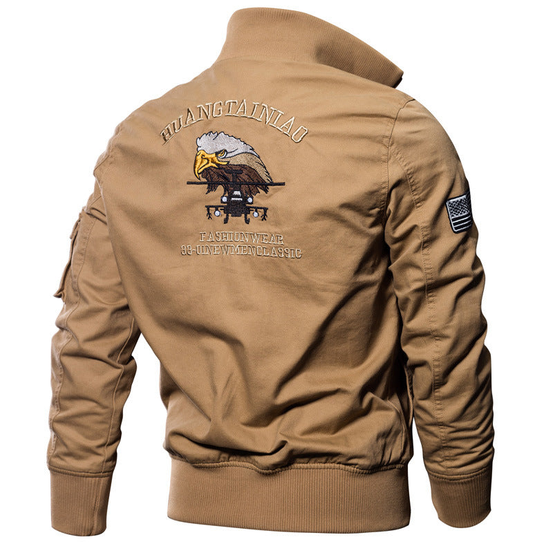 Herren nan leichte Utility Bomberjacke mit bestickten Abzeichen und Taschen Drune