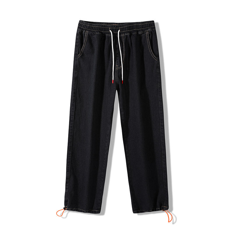 Herren Weite Denim-Jogginghose mit Elastbund, Tunnelzug & verstellbaren Beinabschlüssen Drune