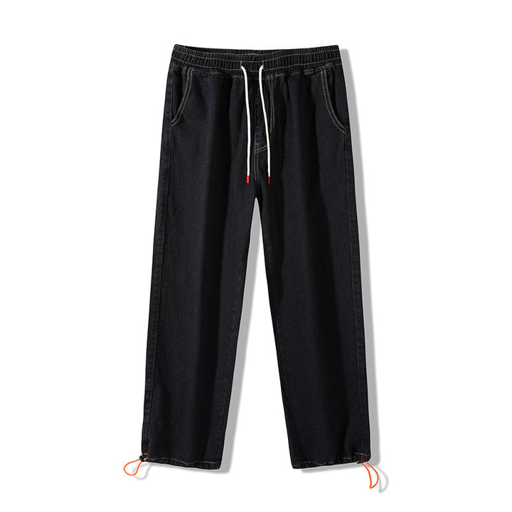 Herren Weite Denim-Jogginghose mit Elastbund, Tunnelzug & verstellbaren Beinabschlüssen Drune