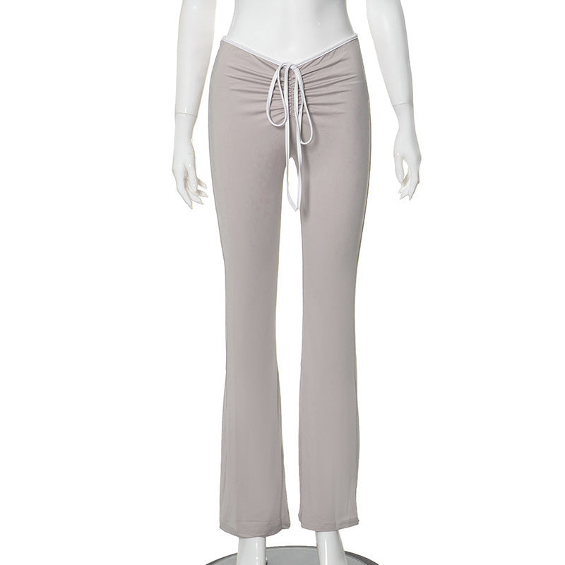 Damen cropped T-Shirt mit dekorativem Bindeband Drune