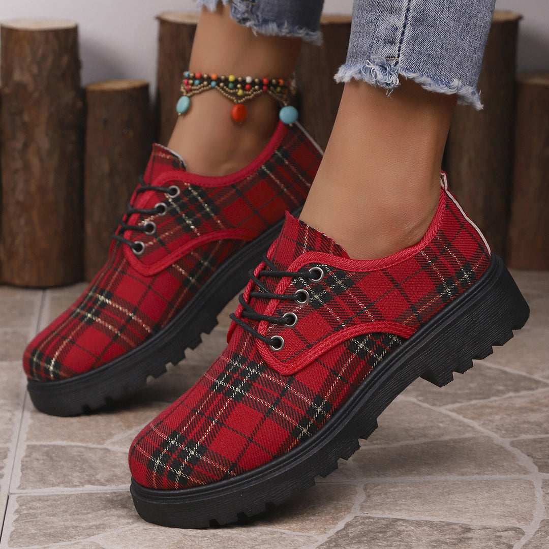 Damen Casual Schnürsenkel Plattform Sneaker Drune