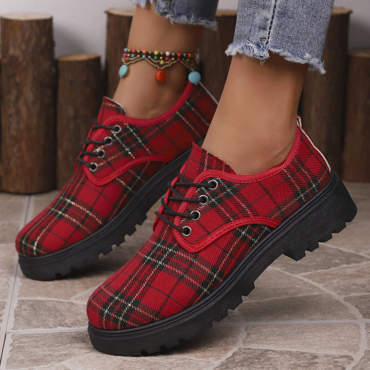 Damen Casual Schnürsenkel Plattform Sneaker Drune